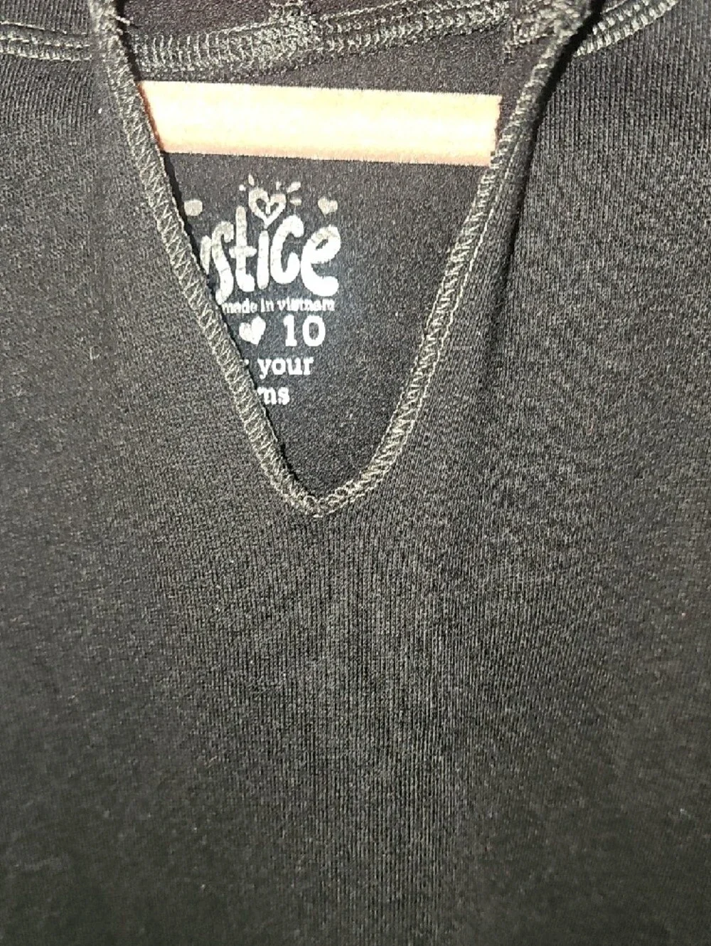 Justice Girls Black Fleece Lined Hoodie With Kangaroo Pocket Size 10